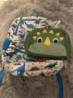 Kids Dinosaur Backpack and Green Dino Lunch Bag Set